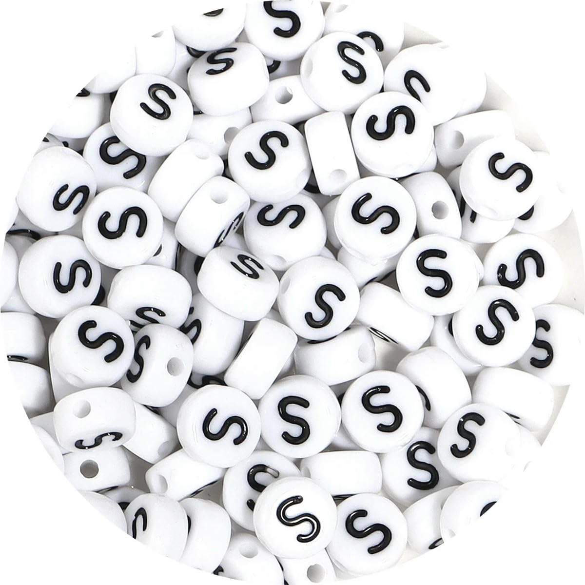 HUIOYG 100pcs/Lot Alphabet Beads Flat Round Letter Acrylic for Jewelry Making