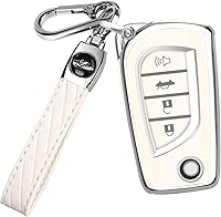 Vista 7 de QBUC Funda para llavero Toyota compatible con Toyota Fortuner Tundra Camry RAV4 Highlander Corolla Smart Key Sliver