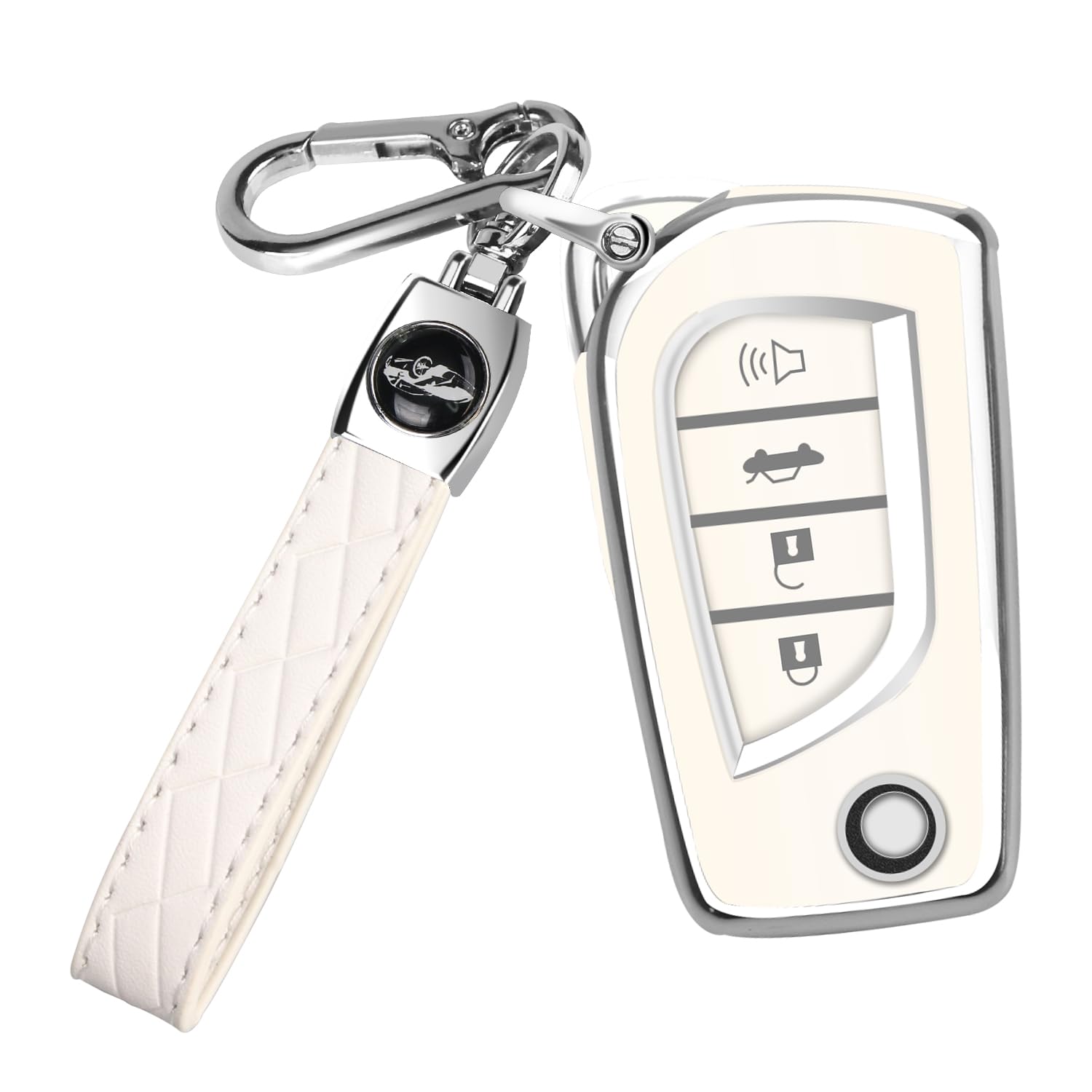 QBUCfor Toyota Flip Key Fob Cover Soft TPU Key Case Cover with Keychain for Fortuner Tundra Camry RAV4 Challenger Key Shell