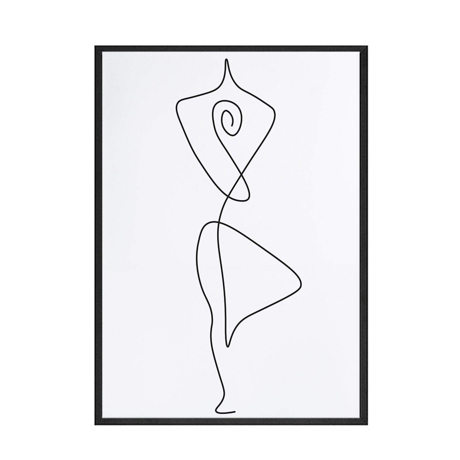 Poses de yoga Pintura en lienzo Arte de la pared Imágenes de decoración del hogar Interior nórdico Sala de estar Línea abstracta Carteles corporales Impresiones 40x50cm (16x20in) x3 Con marco