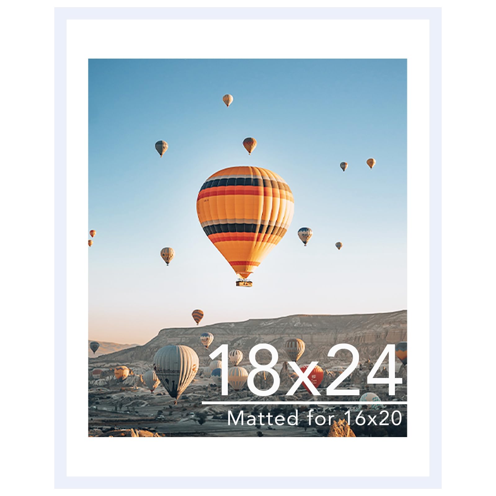 JCJMY 18x24 Picture Frame with 16x20 Mat, Display Photo 16x20 with Mat or 18 x 24 Without Mat, Wall Hanging Large 18 by 24 Poster Frame with Plexiglass, White