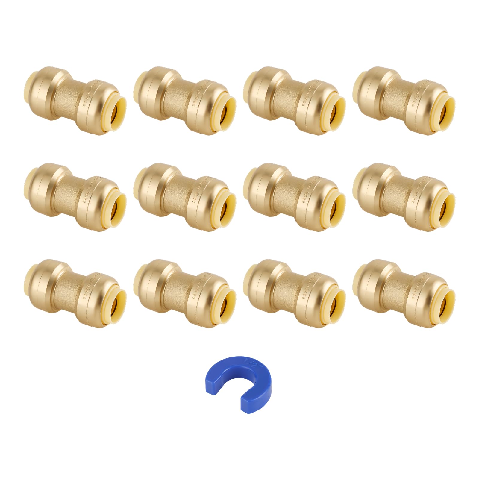 Accesorio de tubería de latón, accesorios rectos de ajuste a presión de 1,27 cm con clip de desconexión para tubos de cobre, PEX, CPVC, anticorrosión, múltiples certificaciones (paquete
