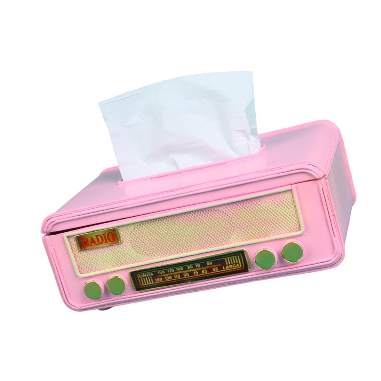 Yixannx Sturdy Radio Shaped Tissue Box Napkin Holder Beautiful Paper Dispenser Home Living Room Style Can Be Used As Tissue Box Or As Decorative Piece On