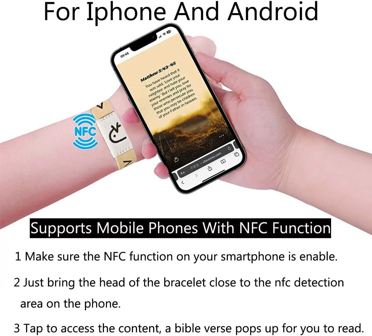 Daily Bible Verse Cross Bracelet For Men Women Elastic Canvas Cloth Wearable Wristbands Inspirational Bracelet Customized Personalized Easter Jewelry Gifts 2 Pack - Image 3