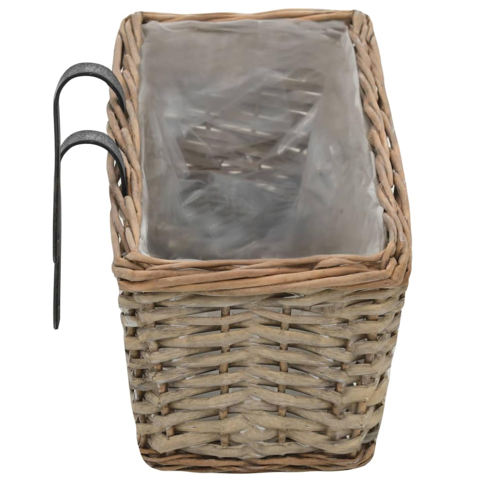 Jardinières de Balcon 2 pcs Osier avec Doublure de PE 80 cm,Jardinières,Jardinieres Exterieur,Bac Jardiniere,Bac à Fleurs Extérieur,Jardinieres Balcon