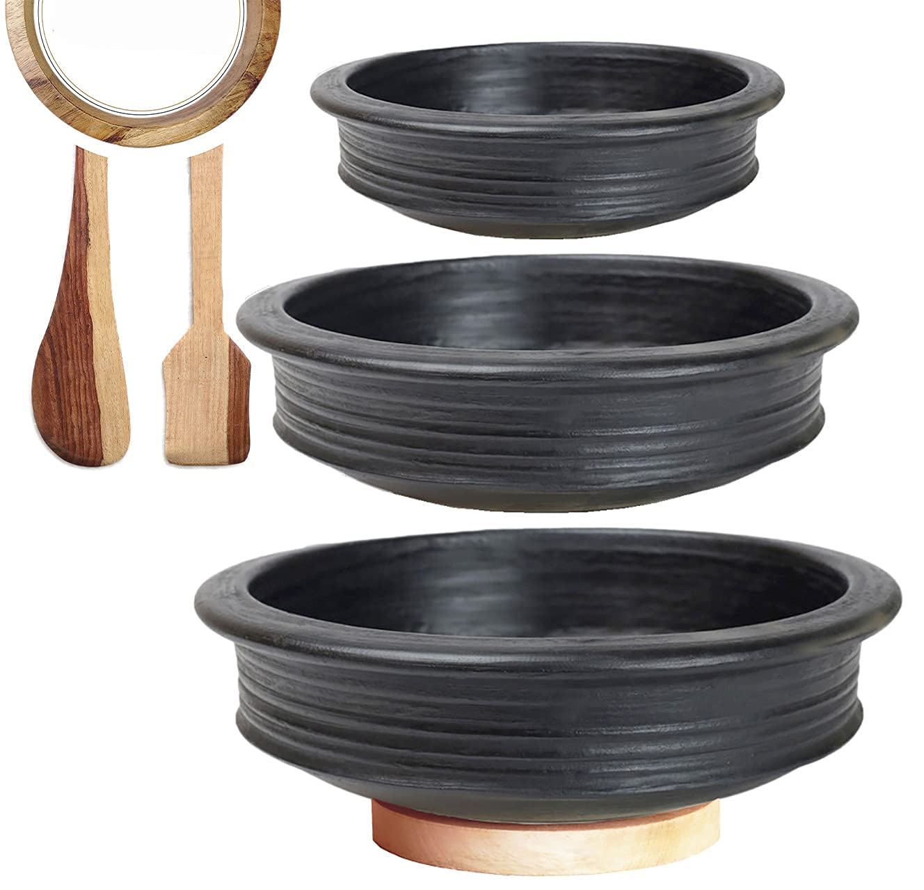 Casseroles en argile noire Earthen Kadai 32 cm pour réussir vos plats mijotés