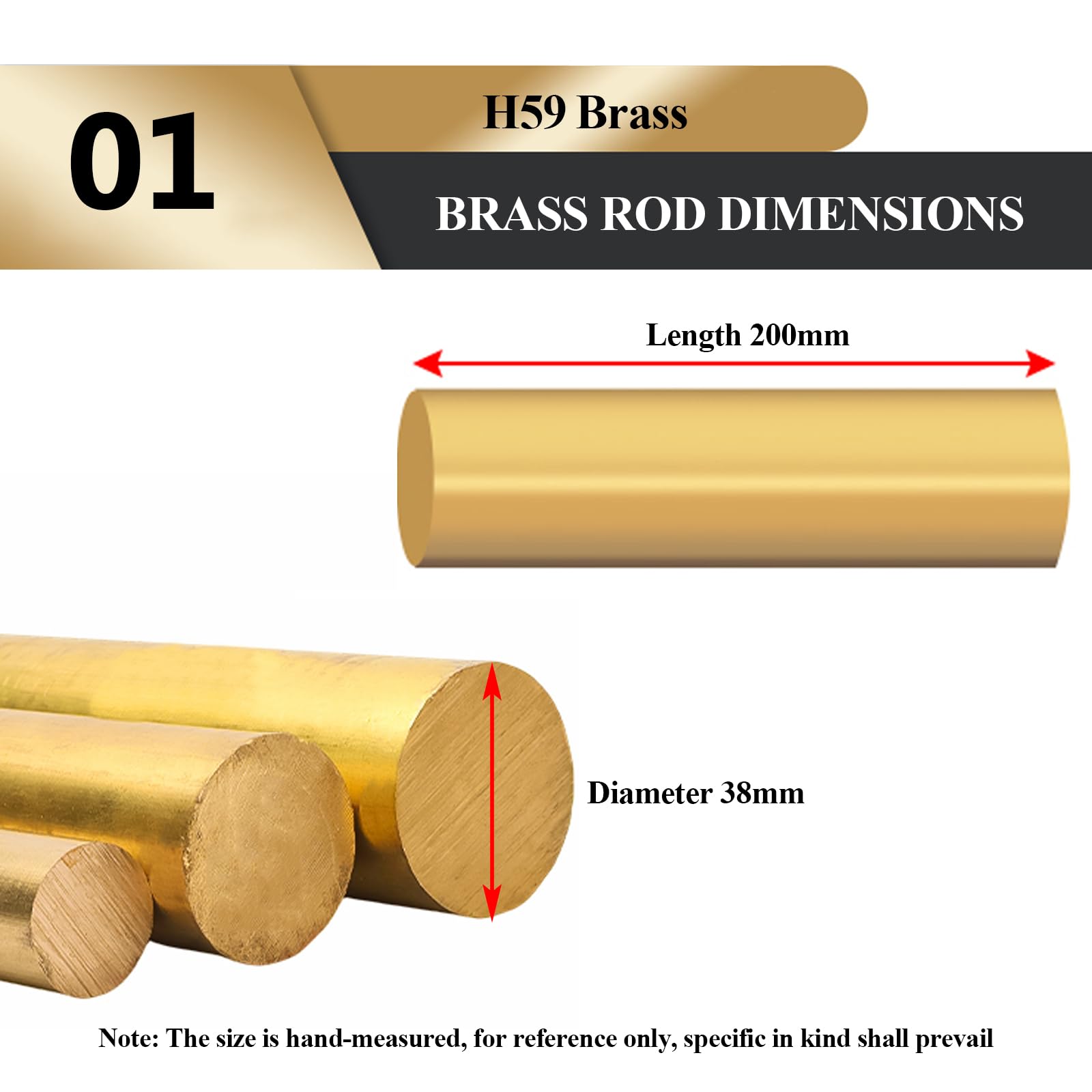 WSYCWG Solid Round Brass Rod, Metal Bar Stock 32×200Mm-45×200Mm Suitable for Industrial and Electrical Applications,Diameter 38mm