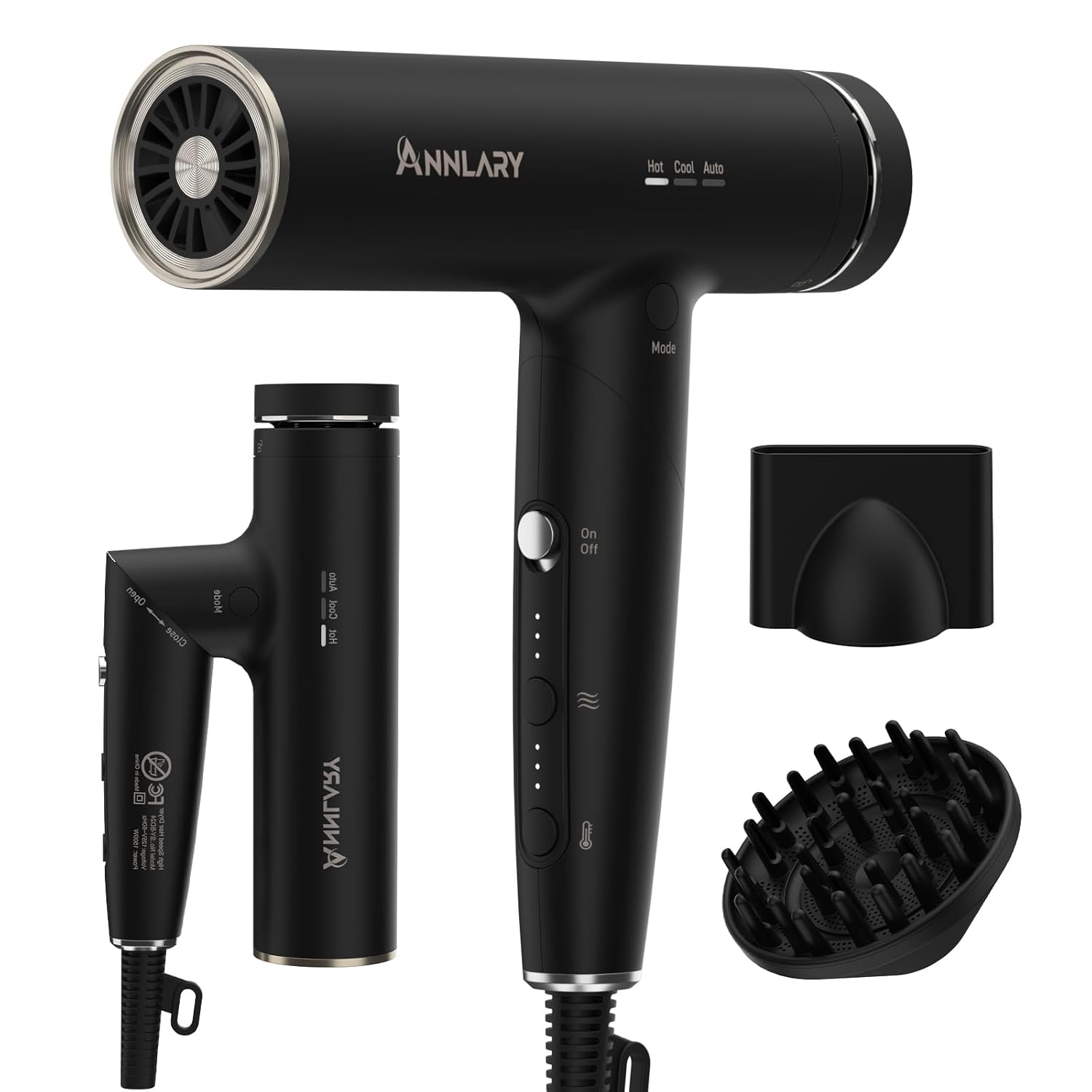 Plasma Ion Hair Dryer with Diffuser for Curly Hair 110000 RPM Professional High Speed Blow Dryer with Plasma