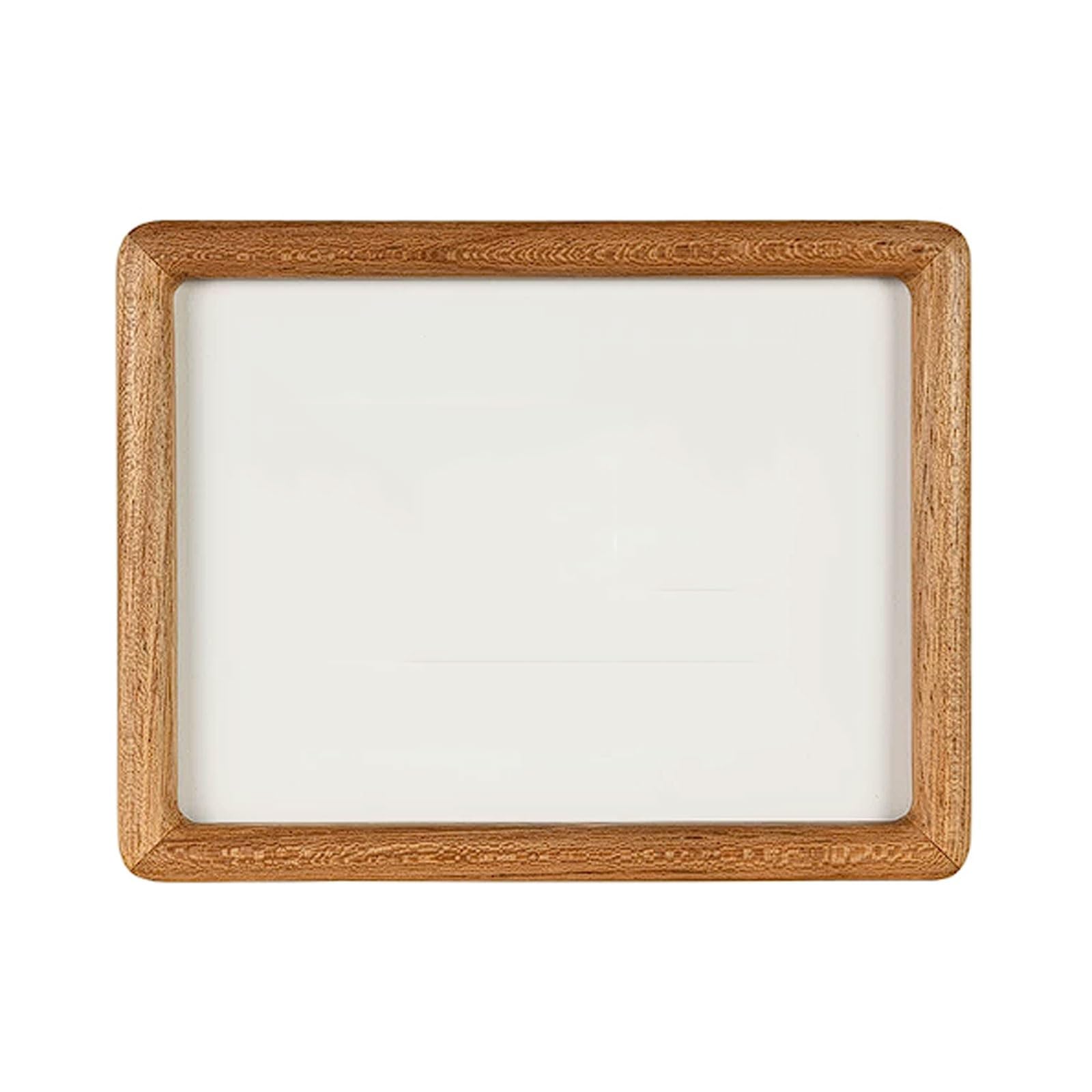 Solid Wood Rounded Corner Tabletop Photo Frame, Teak or Black Walnut with Mortise and Tenon Structure, Pin Swivel Design(Brown,A4)