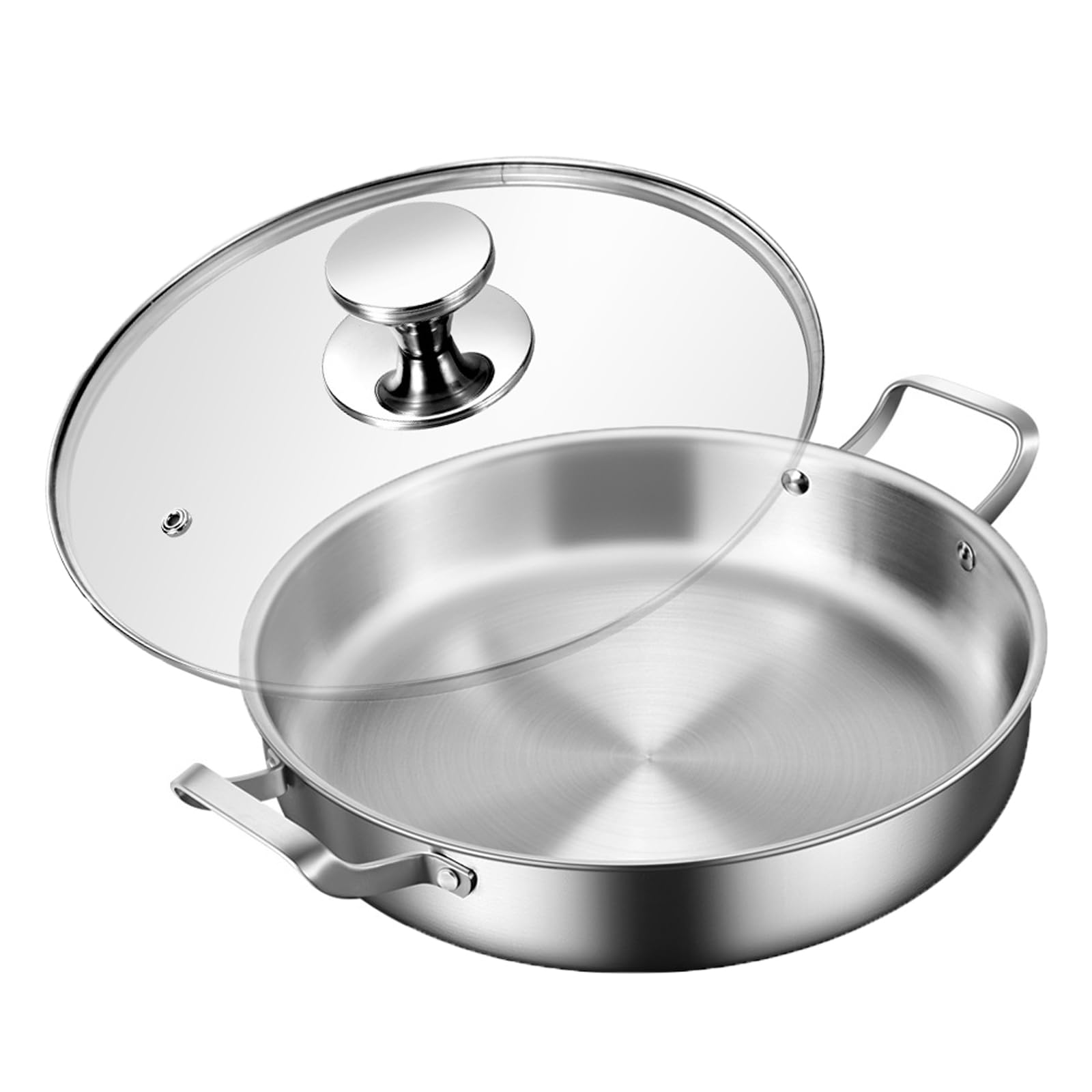 Paellera de Acero Inoxidable 316 con Tapa, Antiadherente, Apta para Cocina de Gas y eléctrica, 36 cm.