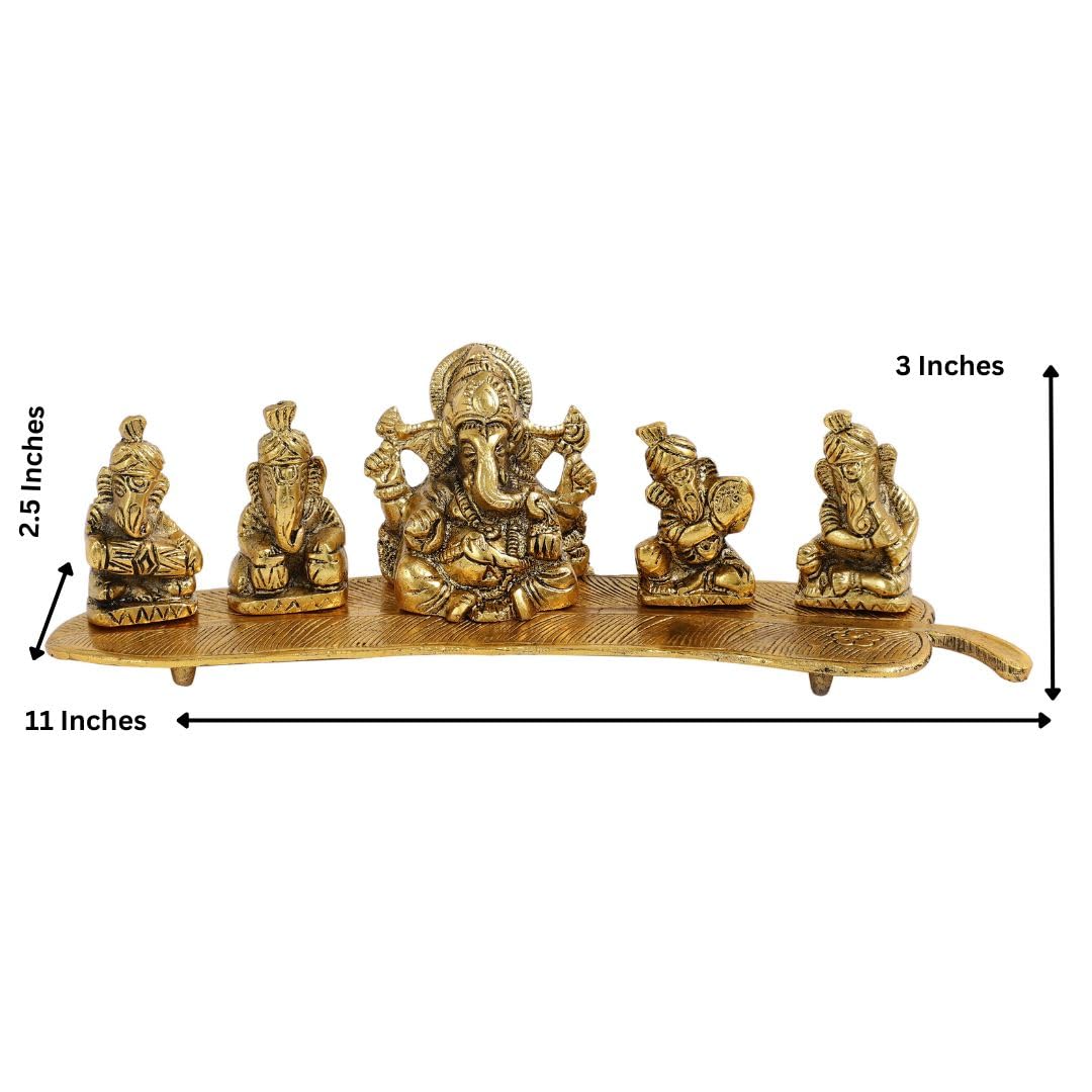 PURESTORY Idolo Ganesh per la casa con scatola regalo in velluto rosso | Idolo di Ganesha per la decorazione della casa | Idolo di Ganesh con flauto | Decorazione per la casa, sala Pooja, tavolo da