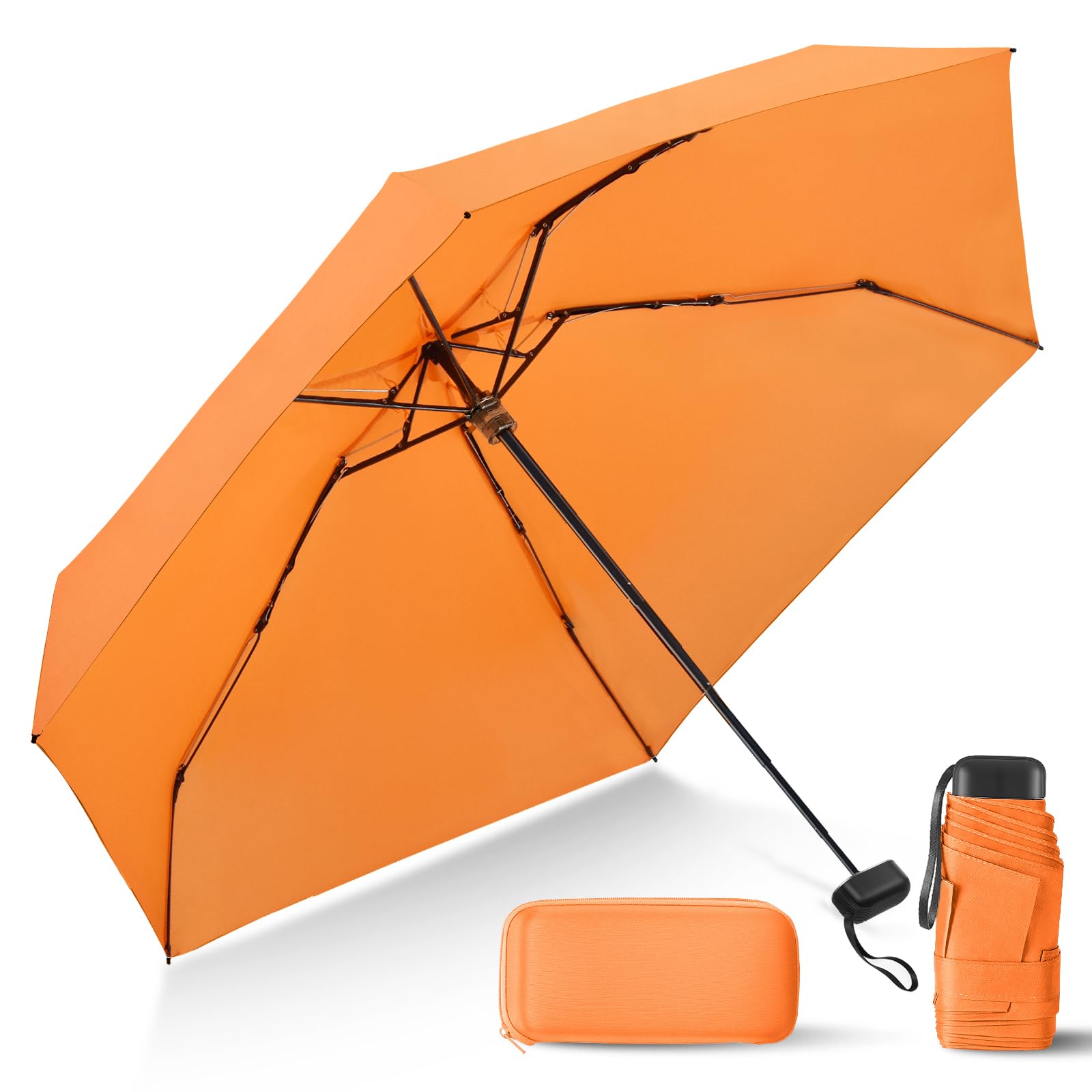 LEAGERA Compact Travel Umbrella with Case - Mini Umbrella for Purse, Small Lightweight &Tiny Design Perfect for Parasol Outdoor Sun&Rain Umbrellas