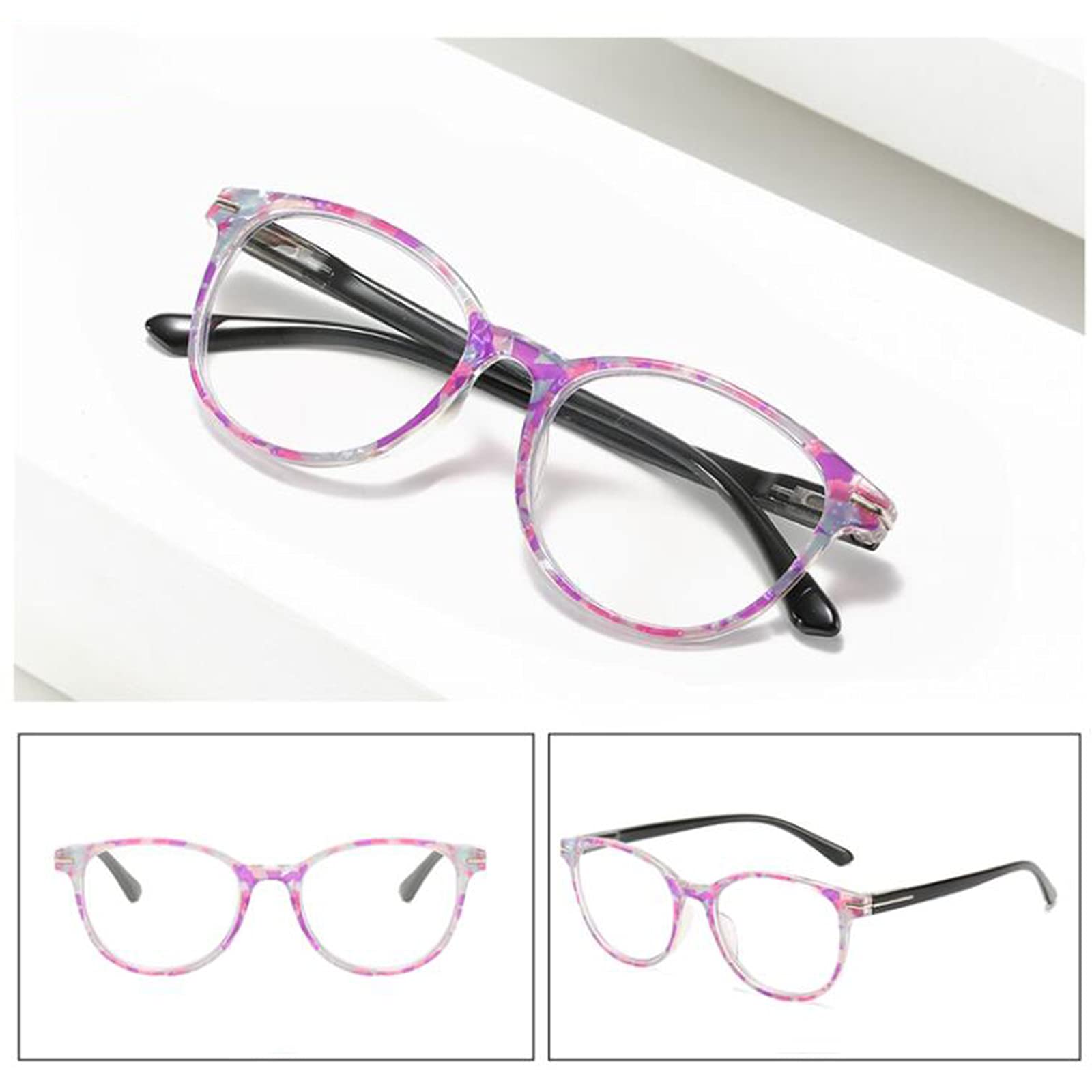 Modne Okrągłe Okulary Do Czytania Z Blokowaniem Niebieskiego Światła, Okulary Do Czytania Z Zawiasem Sprężynowym Dla Kobiet I Mężczyzn/Purple/0
