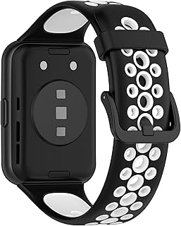Silicone Strap Compatible with HUAWEI Watch Fit 2 Active/Classic/Elegant, Two-color Sport Band Breathable Ultra-light Waterproof Durable Adjustable Replacement Wristband for Fit2