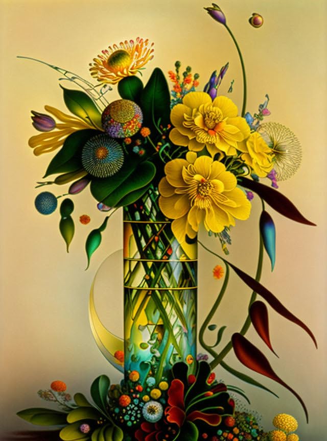 Poster fleurs de printemps en vase cristal SERENDIPITP pour décoration salon et chambre