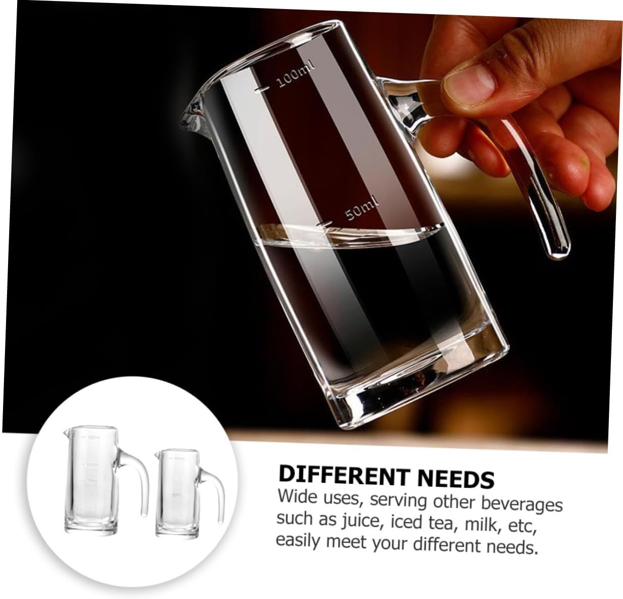 Wine Glasses 2pcs Carafe with Measuring Cups Transparent Glass Dispenser for Home Bars and Parties and Lightweight Design