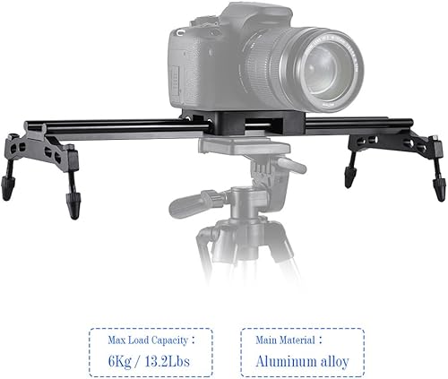 Miniatura 3 de Andoer Carril estabilizador de pista deslizante de cámara de 15.7 in compatible con Nikon Canon Sony, carga máxima 6kg1.3lb