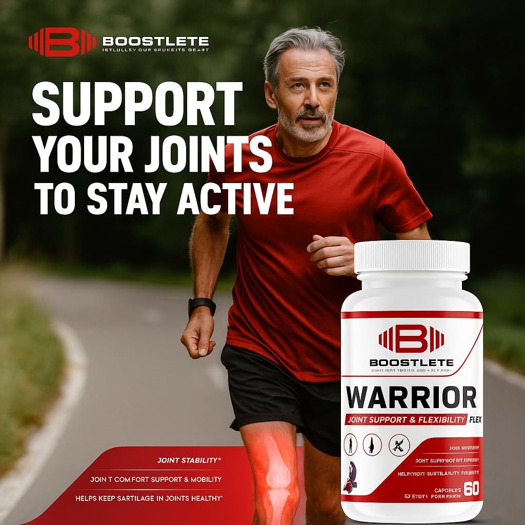 Warrior Flex Premium Joint Support Supplement – Glucosamine, Chondroitin, Turmeric & Boswellia – Promotes Joint Comfort, Flexibility & Mobility – Non-GMO, Gluten-Free, USA Made (60 Capsules)