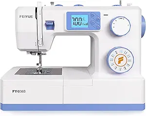 FEIYUE FYe360 Sewing Machine with Adjustable Needle Positions, LCD Display, Automatic Needle Threader, Full Size & Portable, 23 Built-in Stitches