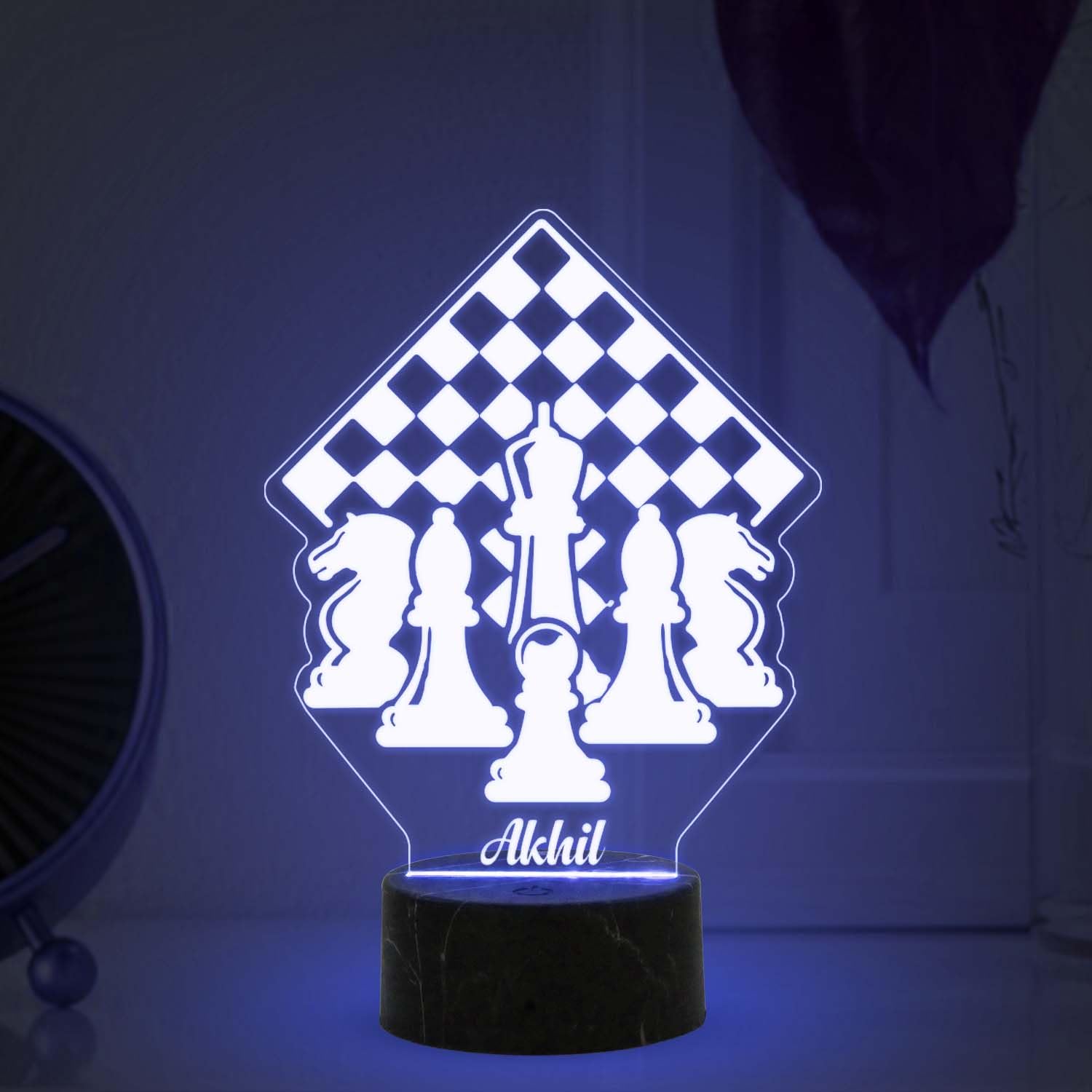 GIFTMEBAZAR Personalized Chess Night Lamp with Automatic Color Changing Light & USB Powered | Gift for Chess Players | Birthday Gift for Chess Fans | Gift for Friends | Gaming Room Light-image-19