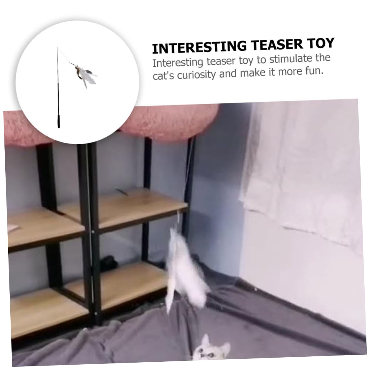 DOITOOL 6stücke Katzenangel Spielzeug Mit Teleskopierbarem Design Interaktives Katzenspielzeug Für Kätzchen Für Aktives Spielen Und Bindung Mit Ihrem Haustier Lang Mit Federn