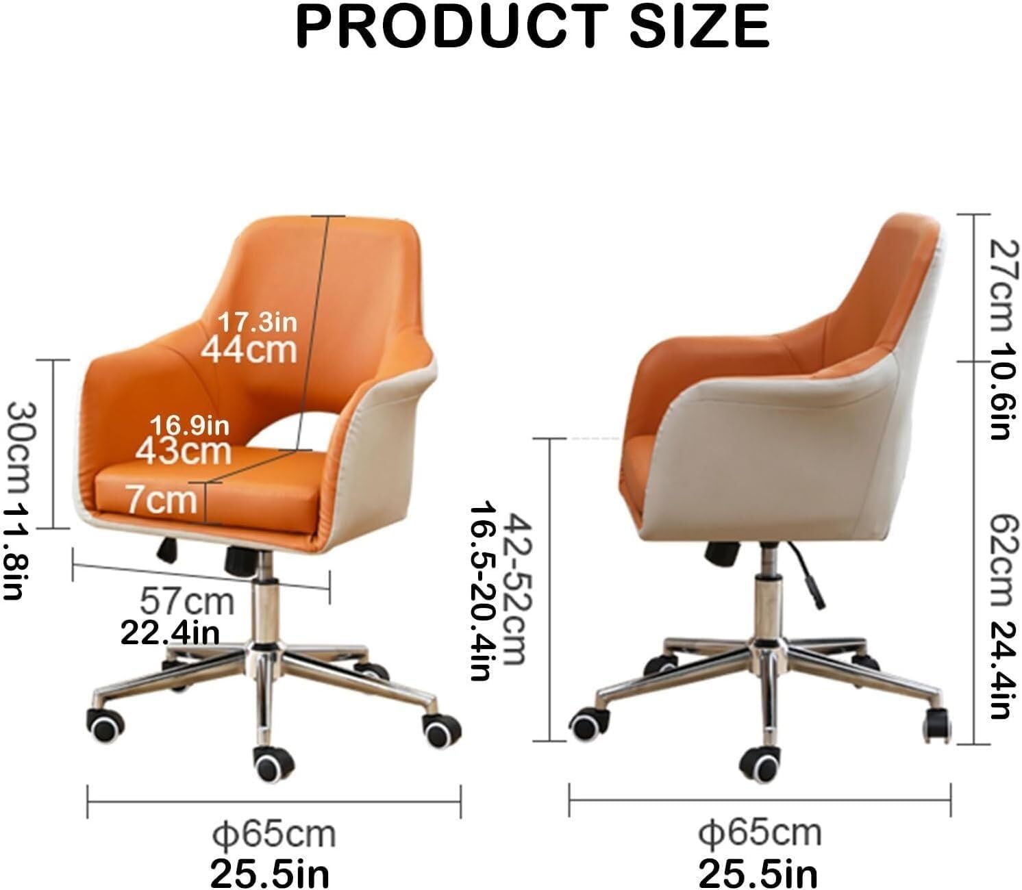 Silla de Oficina para el hogar y el Estudio, Silla giratoria de Cuero sintético con reposabrazos Ajustables para Mayor Comodidad y Soporte (Verde/tamaño A).