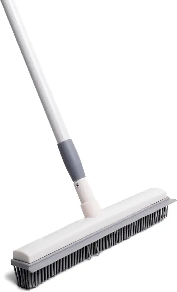 Simplo - Vassoura Emborrachada com Rodo Multiuso 2 em 1 Varre, Seca e Tira Pelos de Carpetes e Tapetes Limpa Pisos e Vidros