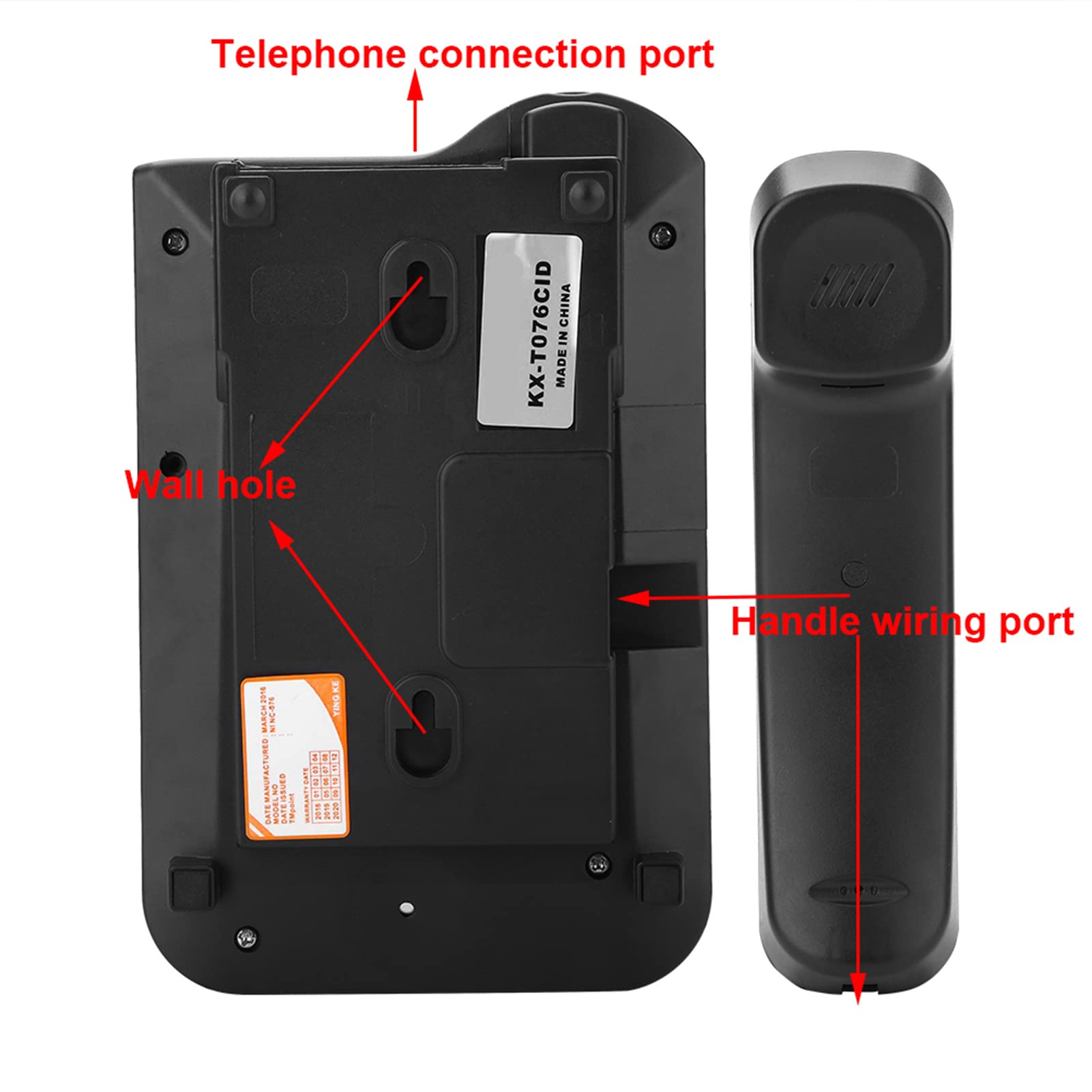 Schnurgebundenes Telefon, Desktop Telefon Festnetztelefon mit Elastischem Kabel Wandtelefon Kabelgebunden Telefon mit Schnur undAnrufe Display, für Zuhause Büro Hotel(Schwarz)