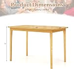 Giantex Dining Table for 4, 48" Rectangular Kitchen Table with Solid Rubber Wood Legs & Spacious Tabletop, Wooden Dinner Table for Living Dining Room, Dinette (Natural)