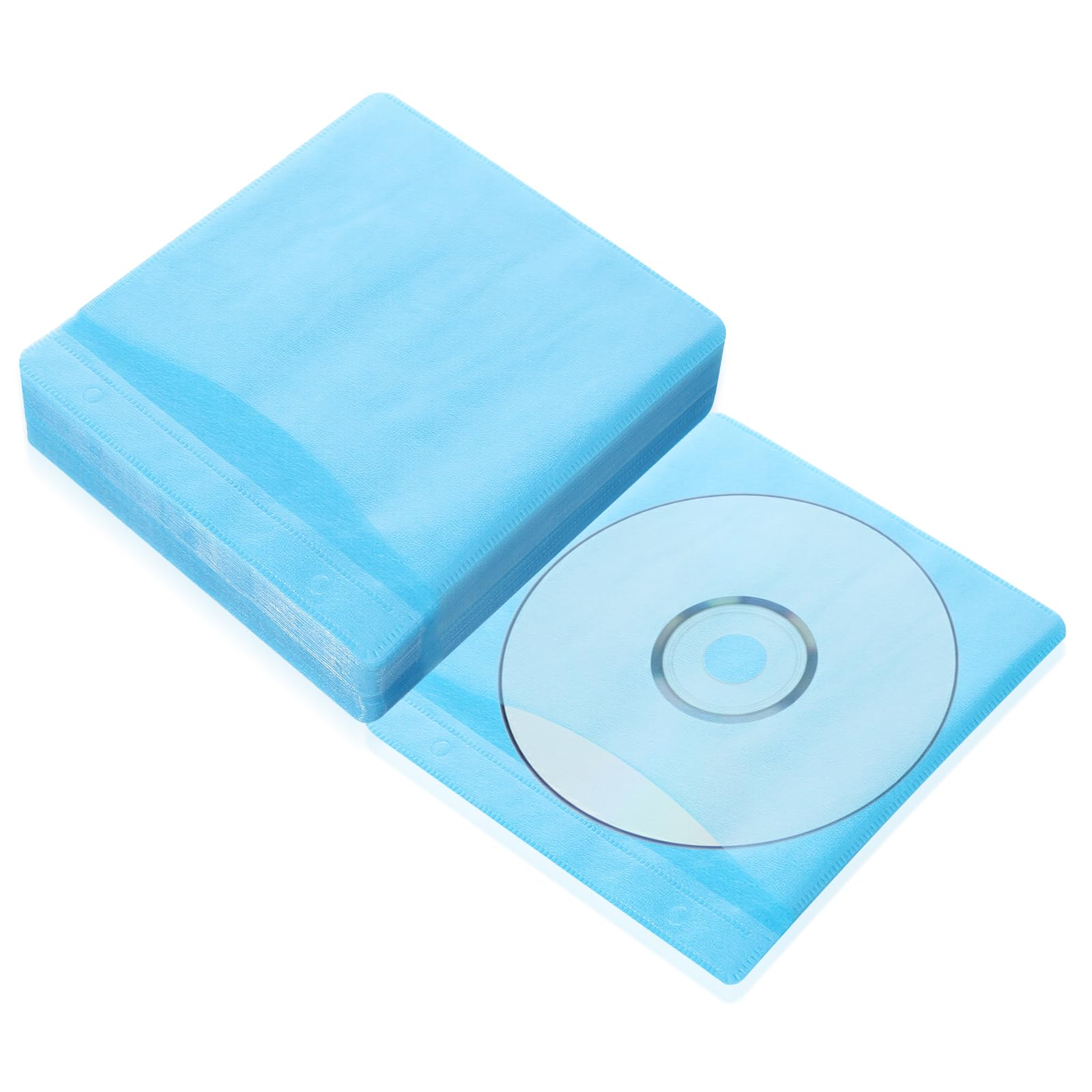 Photo 1 of 100 Pcs CD Sleeves DVD Envelopes, Standard Two-Sided Clear CD Sleeve case with Drop-Proof Closure for DVD Storage Binders with Non-Woven Fabric for Blank Storage Binders(Blue)