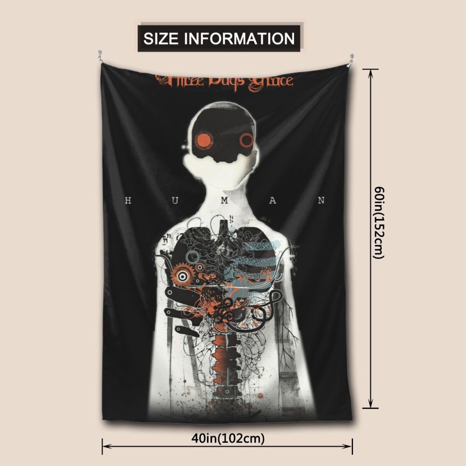 Uoajzxoi Three Rock Days Band Grace Tapestry Wall Art Poster Tapestries for Bedroom Wall Hanging Beautiful Wall Decor Home Decoration Sofa Covers Backdrop Room Decor for Office 60 x 40 Inch - Image 3