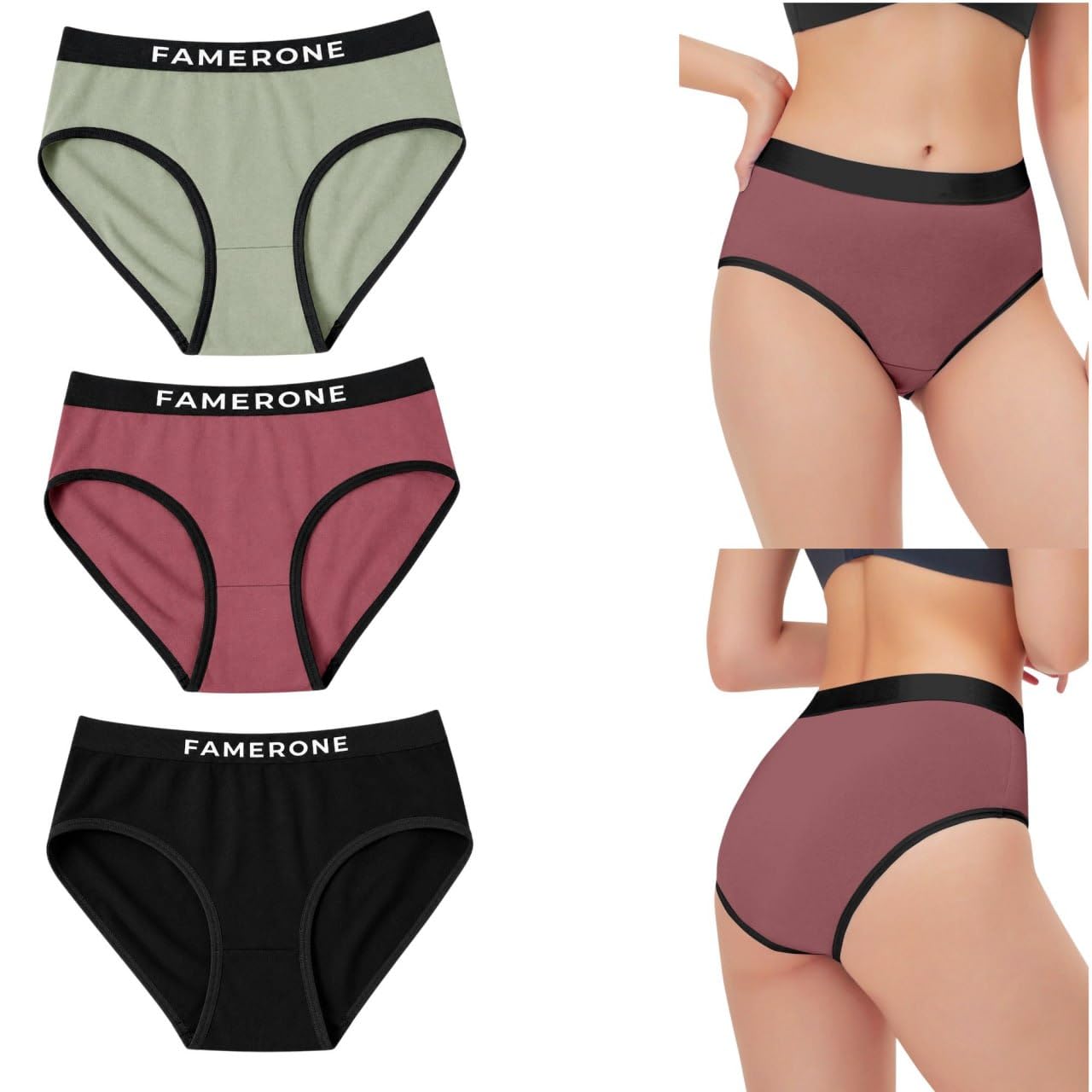 Women's Nylon Spandex Ultra Soft Stretchable Briefs Pack of 3 | No Marks Waistband Inner Elastic Hipster Panty | Sweat Absorbent Everyday Panties for Girls-image-31
