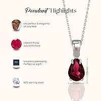 Vista 50 de 925 Sterling Silver Gemstone Necklace - Gemstone Teardrop Necklace - Birthstone Necklace for Women Silver - Pear Gemstone Pendant - Silver Jewelry