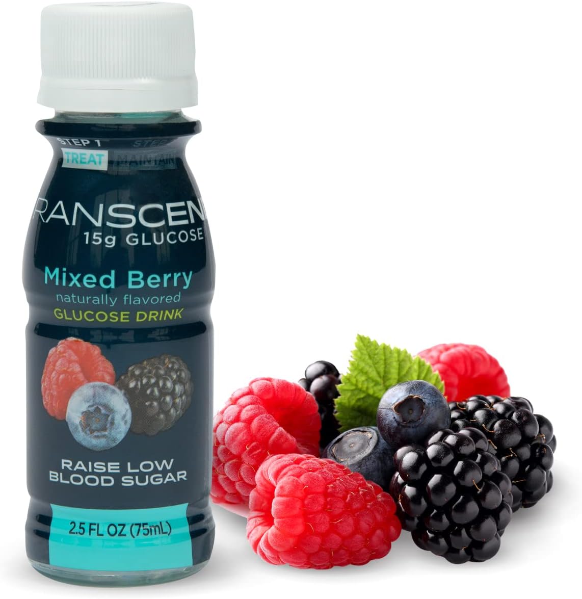 Transcend Glucose Shots - Mixed Berry - 6 Pack (2.5oz Each) - Blood Sugar Support Liquid Glucose Shots for Diabetics - Fast Acting, Gluten Free, Vegan, Precise 15g Dose - Made in The USA : Health & Household