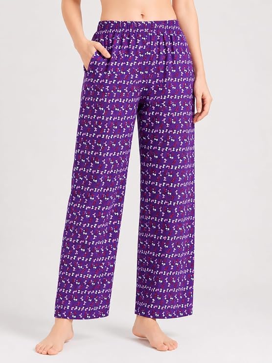 Image of KIAWAH Women Printed Night Suit Set, Cotton Blend Night Suit, A-Line Top and Pajama Set, Soft and Breathable Night Wear