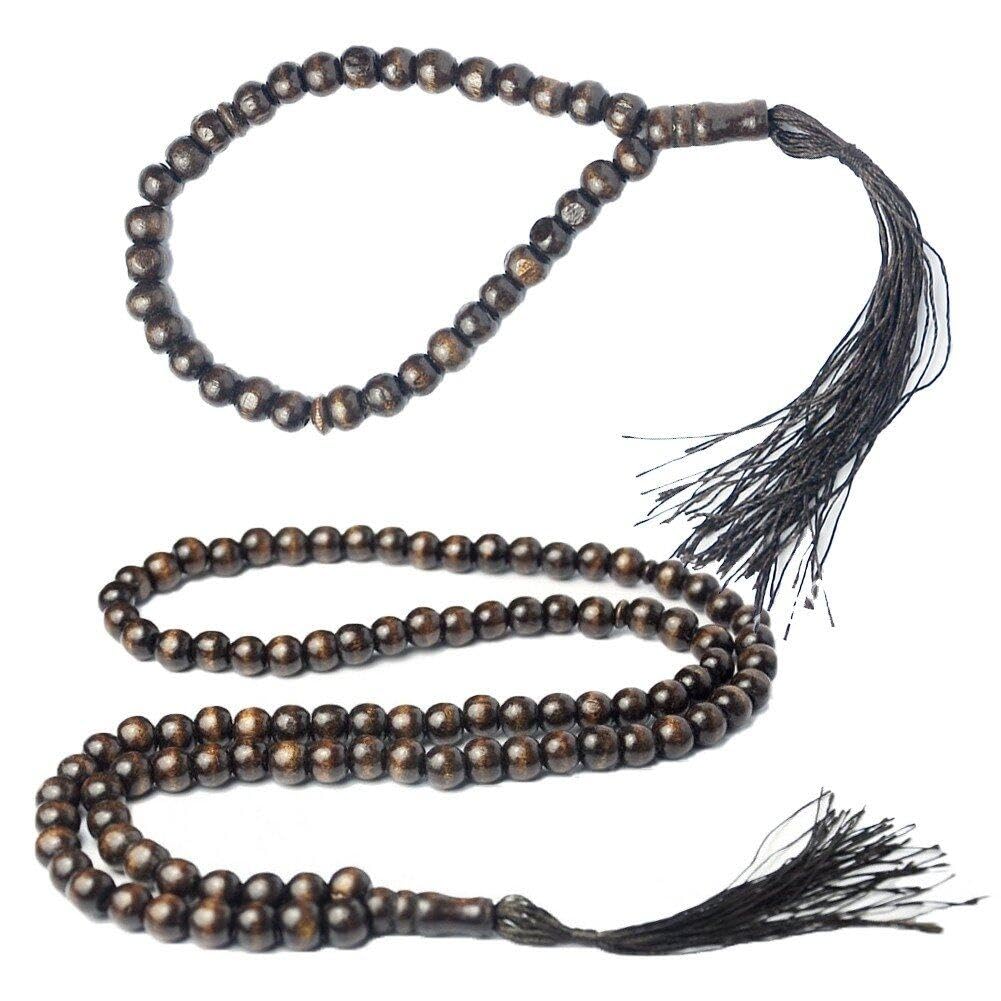 Sanfly Wood Tasbih Prayer Beads 33/99 Muslim Rosary Beads Islamic Handheld Prayer Beads Muslim Rosary Beads Bracelet with Tassel