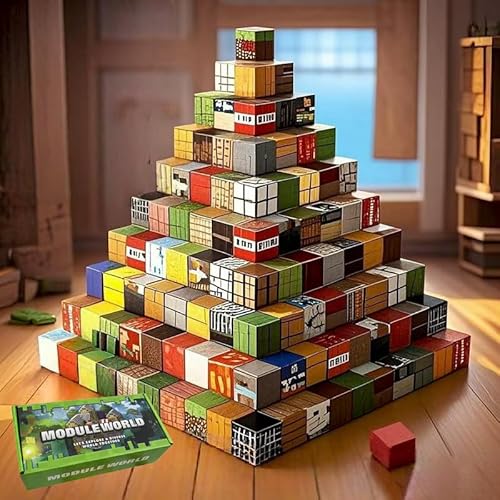 マグネットブロック マイクラ DIY磁石構築 積み木 立体パズル STEM知育玩具 男の子 女の子 空間認識 創造力 誕生日 クリスマス ギフト (135+3個セット)