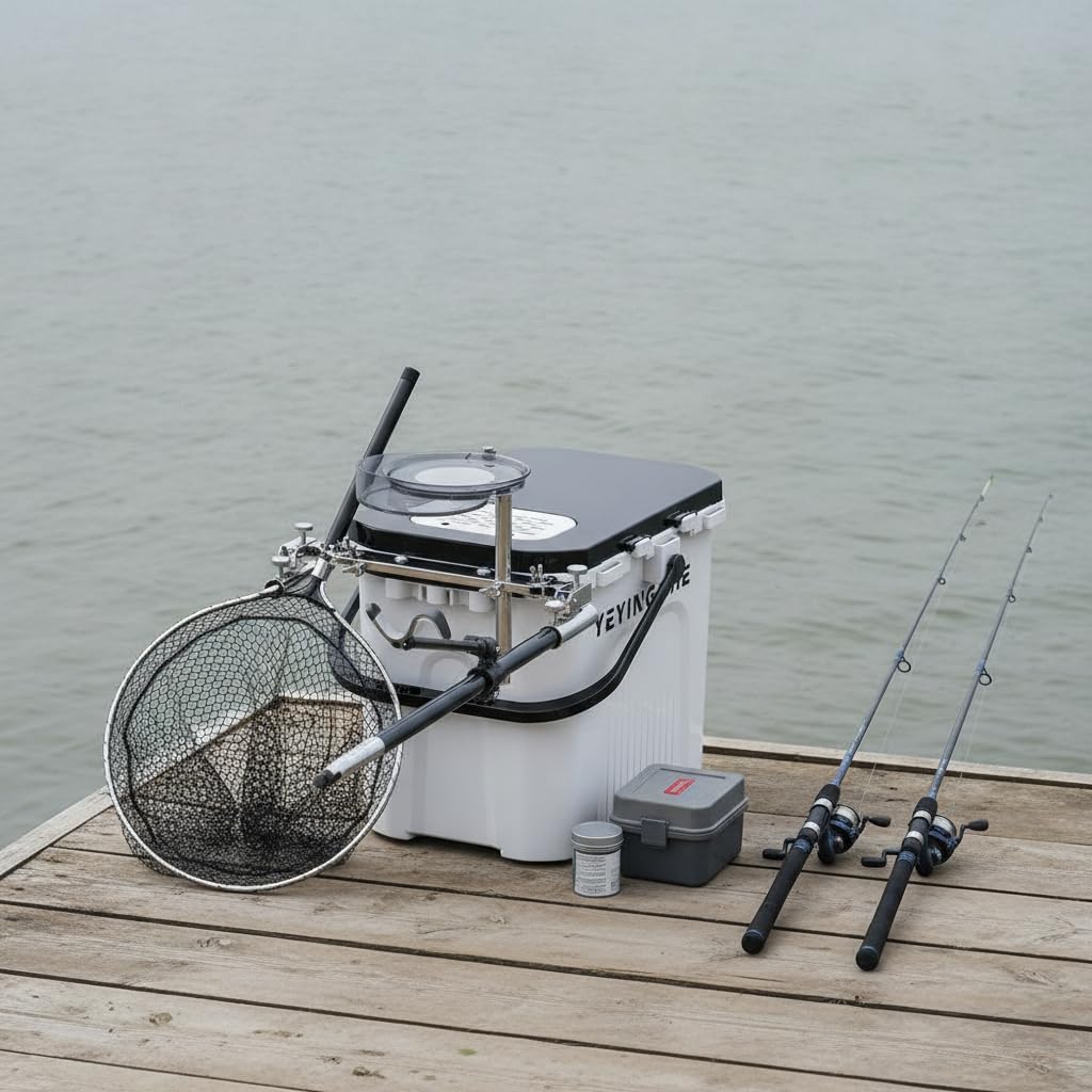 Sitzkiepe Angelhock mit Angelzubehör Aufbewahrung, Fishing, b Fischen