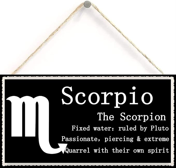 Scorpio The Scorpion - Beautiful Spiritual Gift Astrology Sign of The Zodiac Plaque 6 inch by 12 inch Hanging Sign, Decorative Wood Sign Home Decor,Wall Art