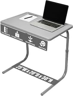 Table-Mate TV Tray Table | Portable Desk Folding Dinner Tray, Couch Table Trays for Eating Snack Food, Portable Laptop Desk, Bed Trays for Eating | Adjustable TV Trays with 3 Angles and Cup Holder