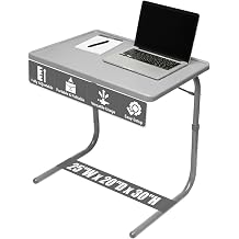 Table Mate II TV Tray Table - Foldable TV Dinner Table, Sofa Table Tray for Eating Snack Food, Retractable Laptop Stand, Portable Bed Dinner Tray - 4 Angle Adjustable TV Table Silver