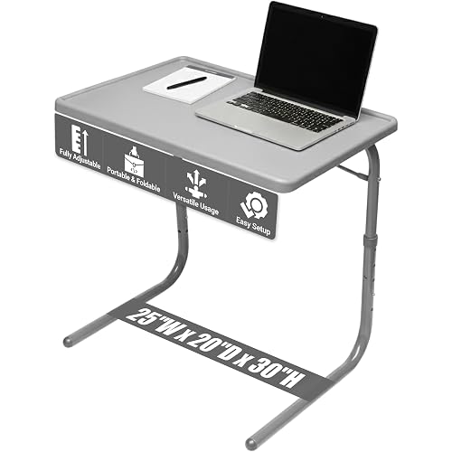 Table-Mate TV Tray Table | Portable Desk Folding Dinner Tray, Couch Table Trays for Eating Snack Food, Portable Laptop Desk, Bed Trays for Eating | Adjustable TV Trays with 3 Angles and Cup Holder