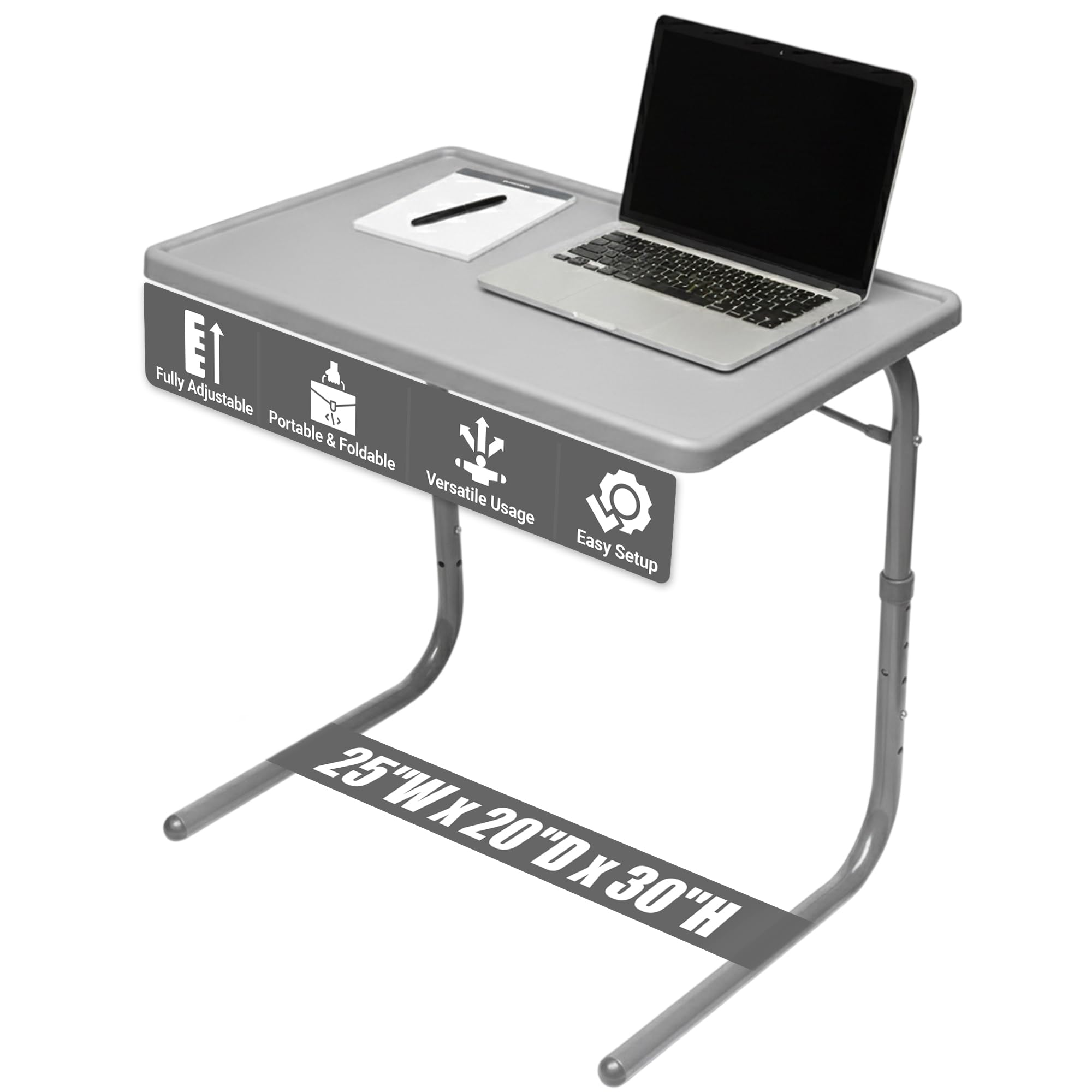 Table-Mate TV Tray Table | Portable Desk Folding Dinner Tray, Couch Table Trays for Eating Snack Food, Portable Laptop Desk, Bed Trays for Eating | Adjustable TV Trays with 3 Angles and Cup Holder