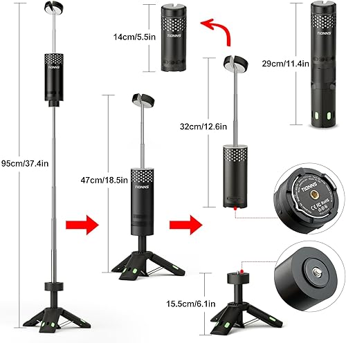 Miniatura 7 de Luces de campamento recargables, linterna de campamento desmontable con soporte, lámpara telescópica impermeable para campamento, luz magnética para