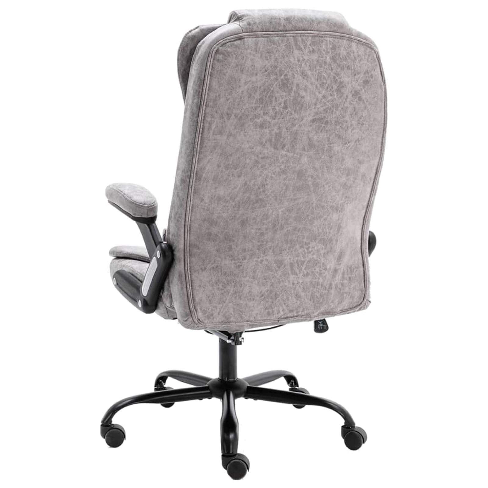 Sedia da ufficio con funzione massaggio e riscaldamento, colore grigio chiaro, effetto camoscio, 67 x 71 x (110-119), ergonomica, per ufficio e casa
