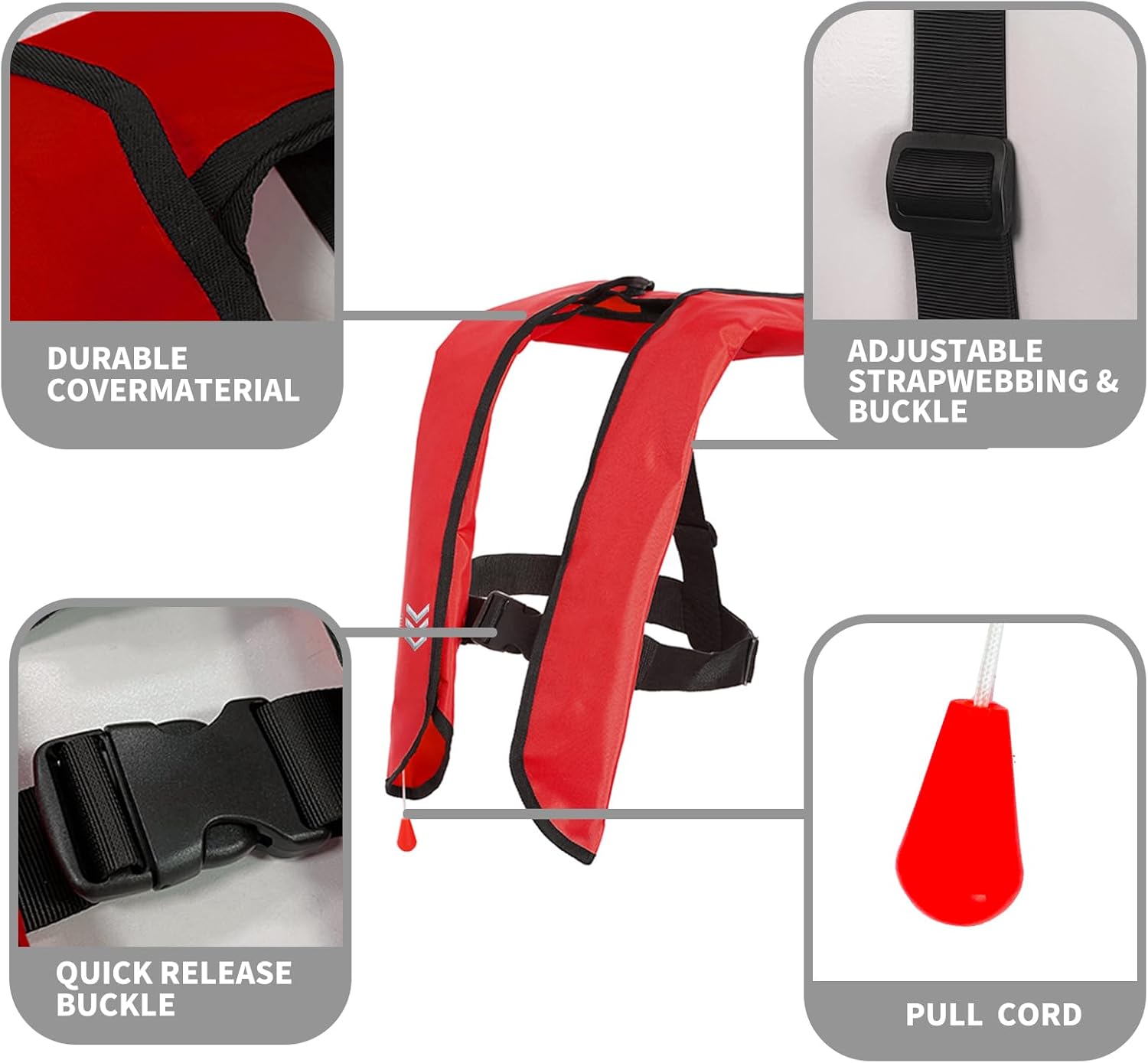 Manual Inflatable Life Jacket|Life Vest for Adults|PFD Low Profile|Supports up to 330 lbs(YSH709)