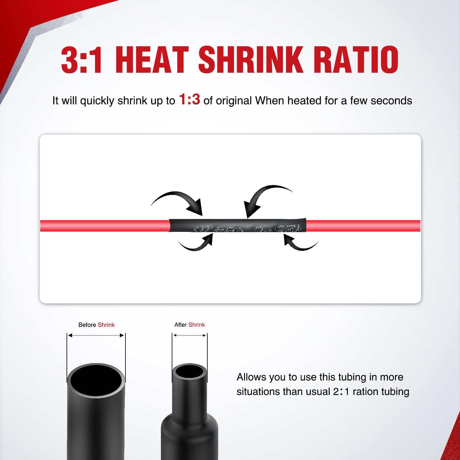 Nilight 650pcs Heat Shrink Tubing Kit-3:1 Ratio Electrical Wire Cable Sleeve Wrap Tube Assortment Flame Retardant Waterproof Insulation Protection