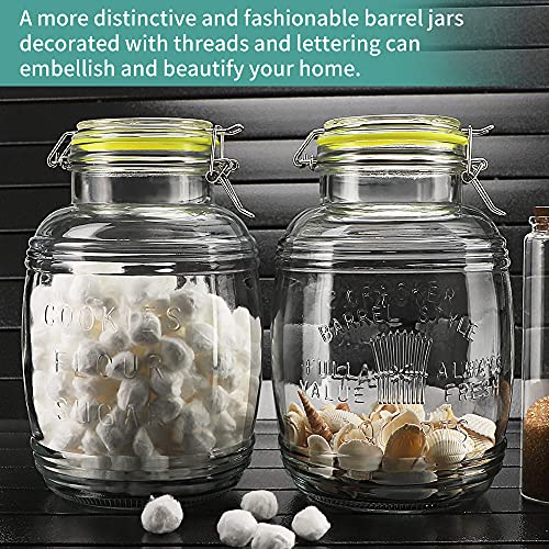 Qianfenie 98 Oz Glass Jars With Lids - Glass Storage Jars, 3 Quarts Barrel Jars With Airtight Lids For Kitchen Canisters, 2 Pack #TOP4