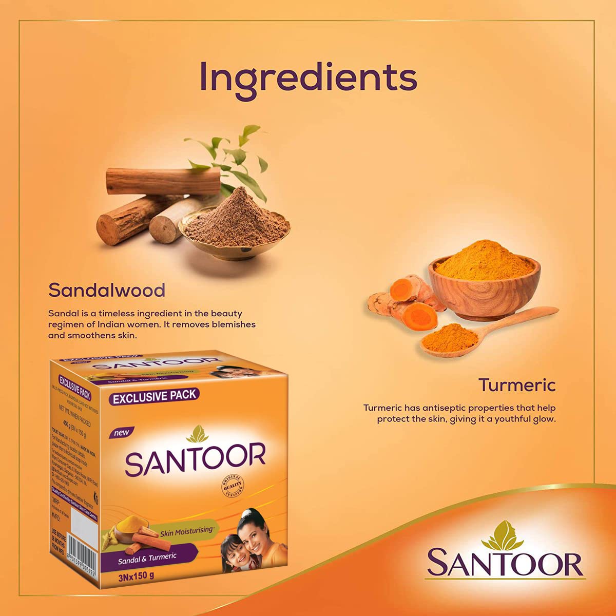 Amazon.com : Santoor Sandal and Turmeric Soap - 3x150gm : Beauty 