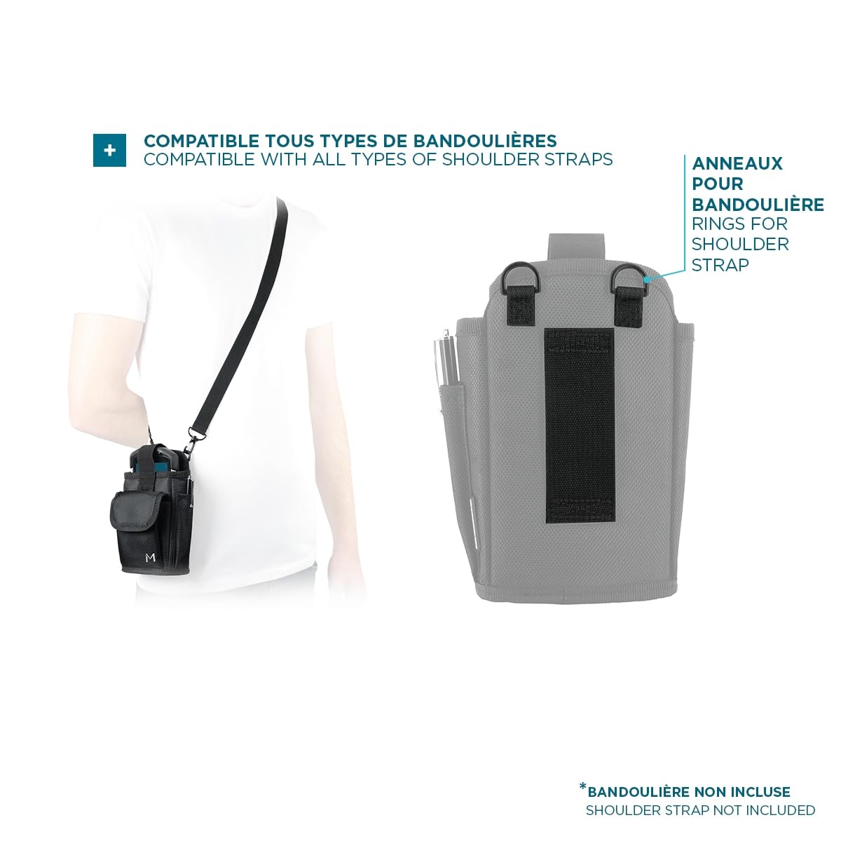 MOBILIS Holster pour Terminal de Saisie & Smartphone Ceinture et Poche Accessoires Système Mains Libres Taille M (Taille Max Appareil 10 x 16 x 3.5 cm)